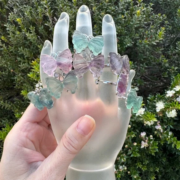 Butterfly Gemstone Rings adjustable 8 available - Picture 1 of 4